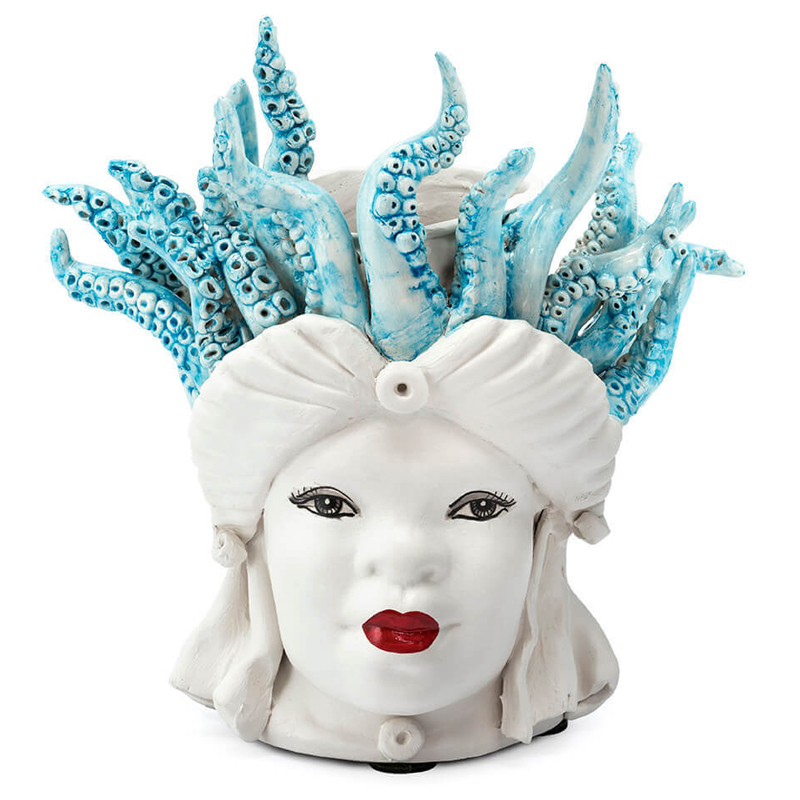 Ваза VASE MORO LADY SMALL MEDUSA Белый Голубой Ваза VASE MORO LADY SMALL MEDUSA Белый Голубой в Барнауле | Loft Concept