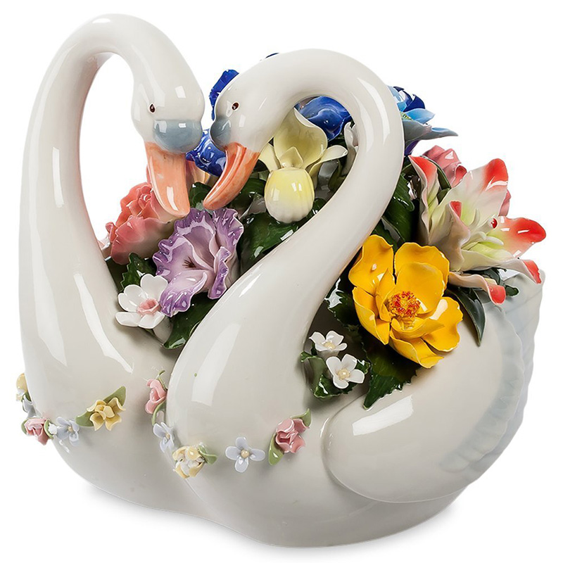 Статуэтка фарфоровая Лебеди с цветами Charming Statuette Белый Красный Голубой Желтый Сиреневый Розовый Статуэтка фарфоровая Лебеди с цветами Charming Statuette Белый Красный Голубой Желтый Сиреневый Розовый в Барнауле | Loft Concept