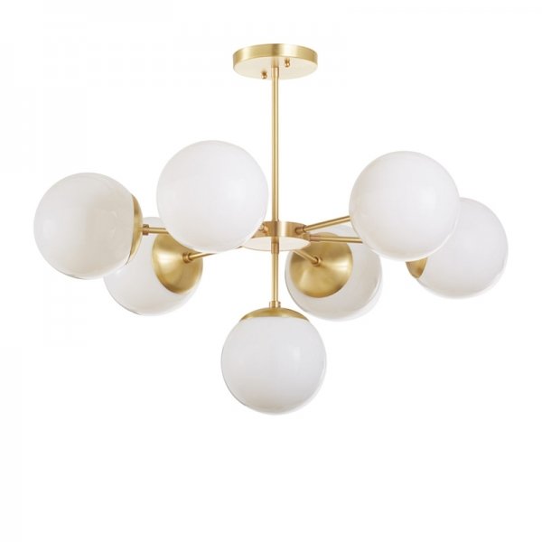Подвесной светильник Copper Light Chandelier 7 Белый Латунь Подвесной светильник Copper Light Chandelier 7 Белый Латунь в Барнауле | Loft Concept