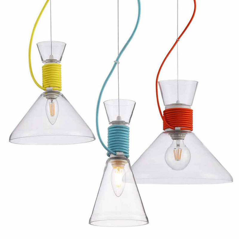 Подвесной Светильник Lamp With Multi-Colored Ropes Прозрачное Стекло Желтый Красный Голубой Подвесной Светильник Lamp With Multi-Colored Ropes Прозрачное Стекло Желтый Красный Голубой в Барнауле | Loft Concept