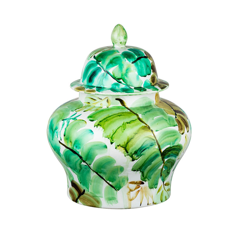Ваза Vase Green Leaves II Белый Зеленый Ваза Vase Green Leaves II Белый Зеленый в Барнауле | Loft Concept