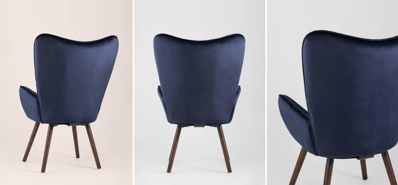 Кресло Ingrit тёмно-синий велюр - фото №1