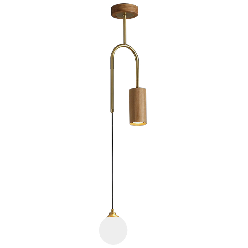 Потолочный светильник Ando Wooden Metal Brass Light 2 плафона Латунь Коричневый Древесина Потолочный светильник Ando Wooden Metal Brass Light 2 плафона Латунь Коричневый Древесина в Барнауле | Loft Concept