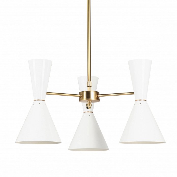 Люстра CAIRO Chandelier 3 Arm White Белый Латунь в Барнауле | Loft Concept 