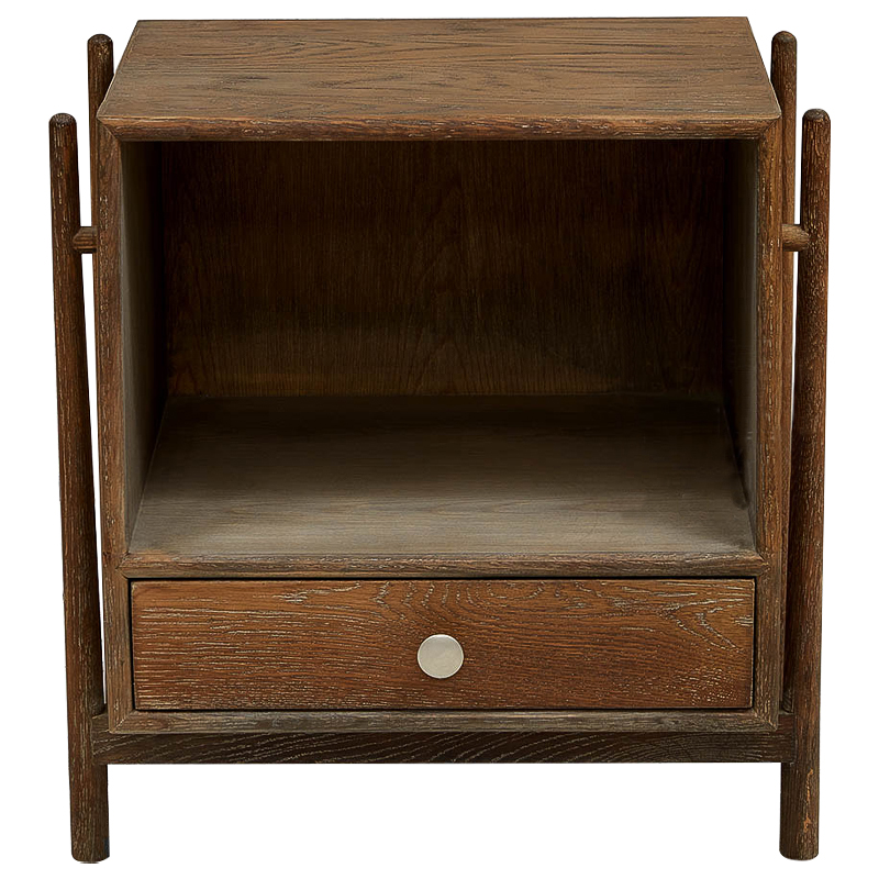 Тумба Harrell Oak Wood Nightstand Коричневый Хром в Барнауле | Loft Concept 