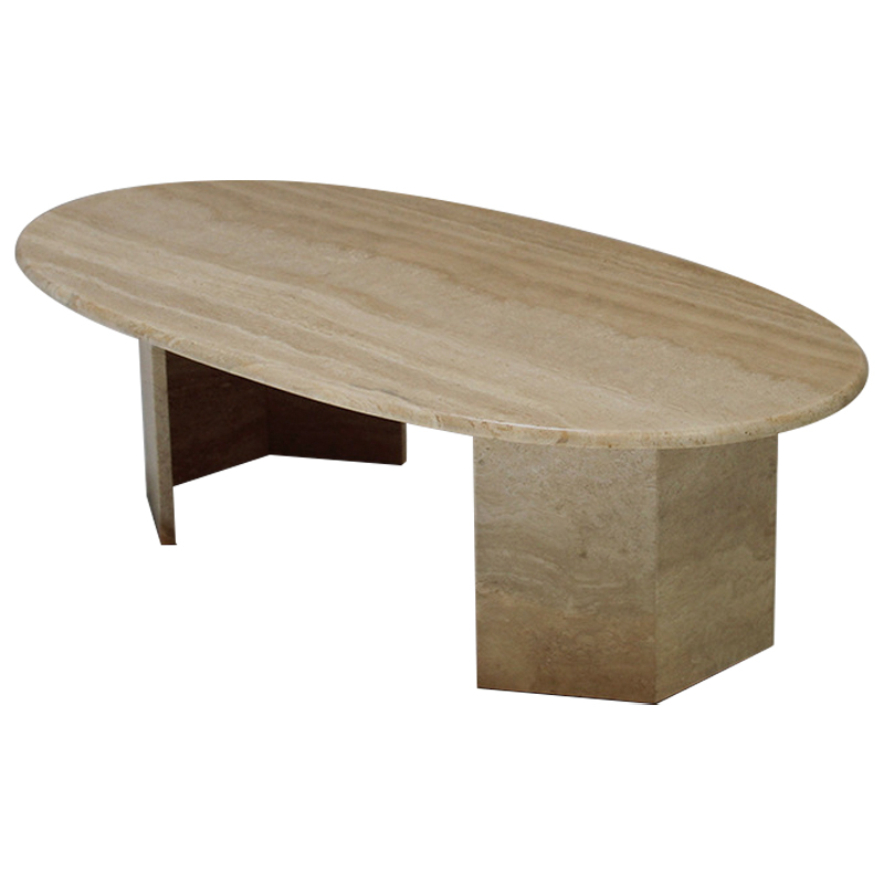 Кофейный стол Oval Travertine Coffee Table Коричневый Кофейный стол Oval Travertine Coffee Table Коричневый в Барнауле | Loft Concept