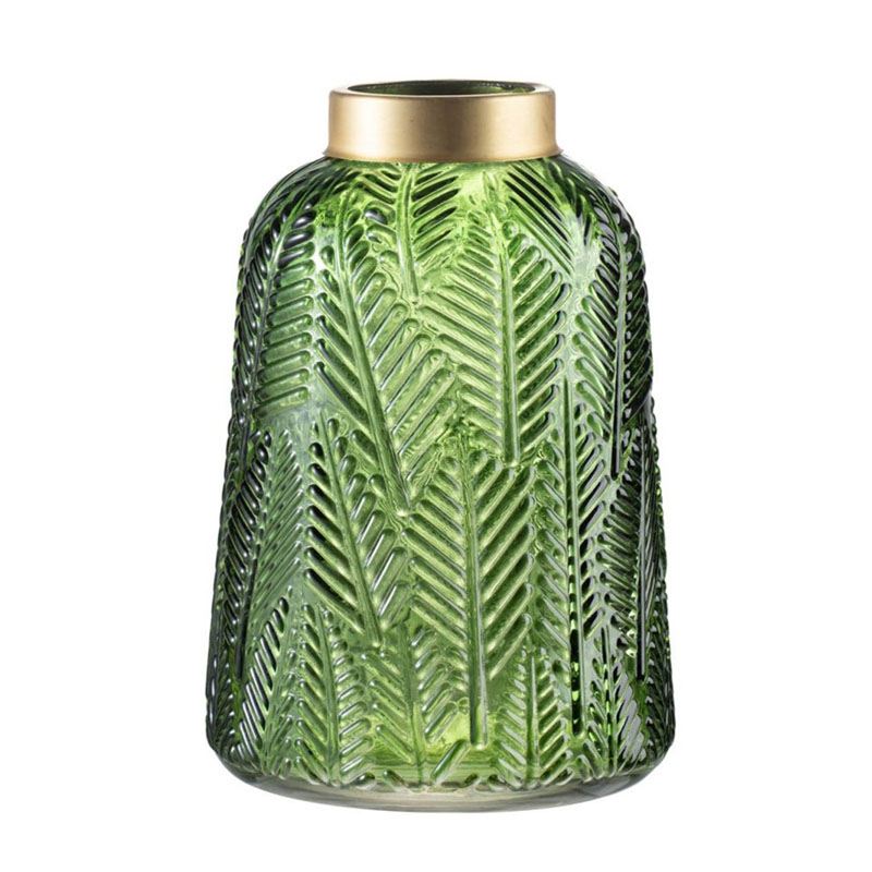 Ваза Green Vase Golden Throat high Золотой Прозрачный зеленый Ваза Green Vase Golden Throat high Золотой Прозрачный зеленый в Барнауле | Loft Concept