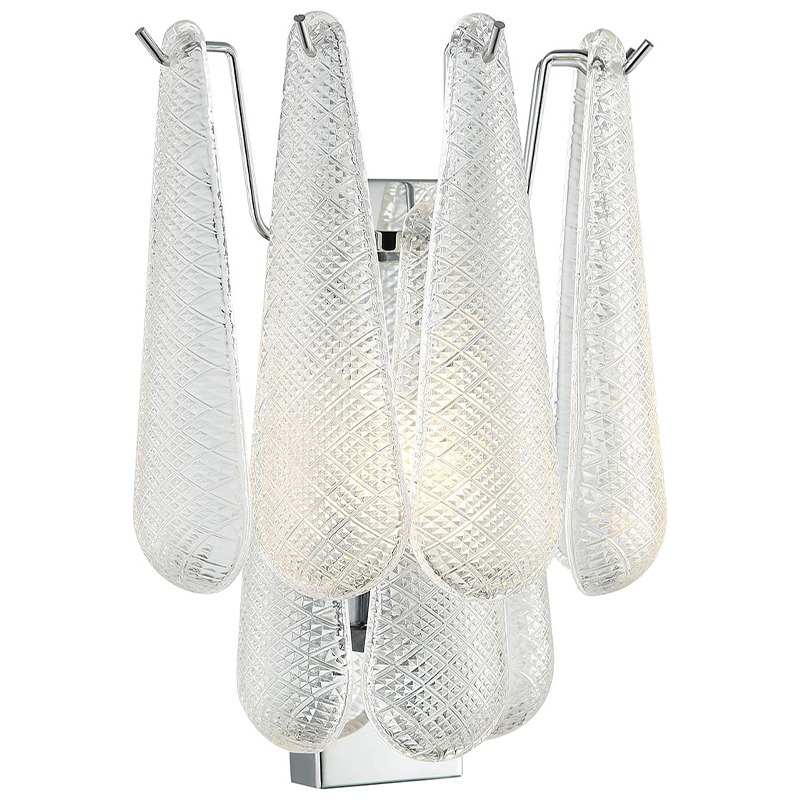 Бра Textured Glass Drops Wall Lamp Хром Белый Бра Textured Glass Drops Wall Lamp Хром Белый в Барнауле | Loft Concept