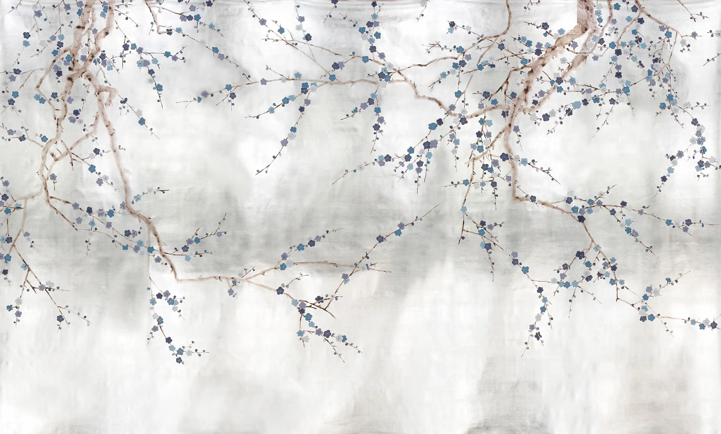 Обои ручная роспись Plum Blossom Hokusai on Tarnished Silver gilded paper Обои ручная роспись Plum Blossom Hokusai on Tarnished Silver gilded paper - постер Loft-Concept в Барнауле