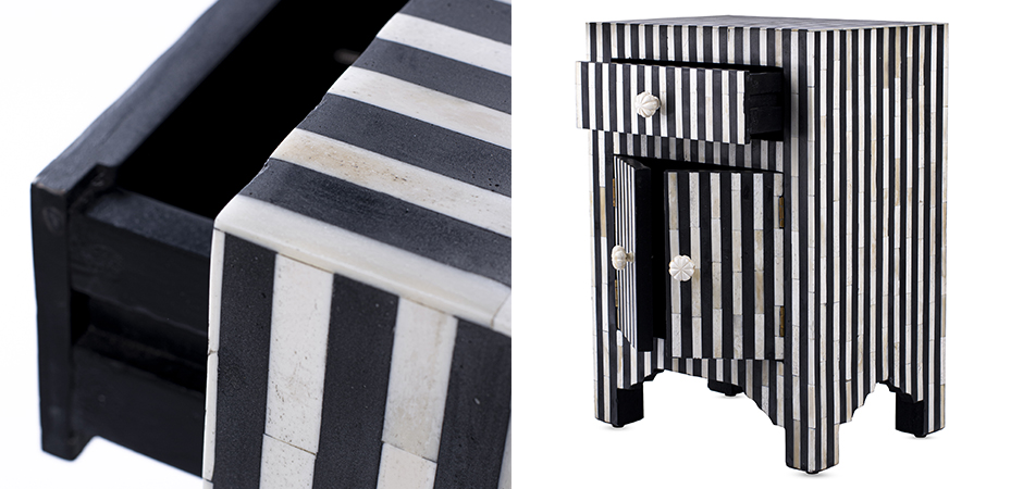 Тумба инкрустация костью Inlaid Bone Stripes чёрно-белые полосы Тумба инкрустация костью Inlaid Bone Stripes чёрно-белые полосы - Loft-Concept в Барнауле