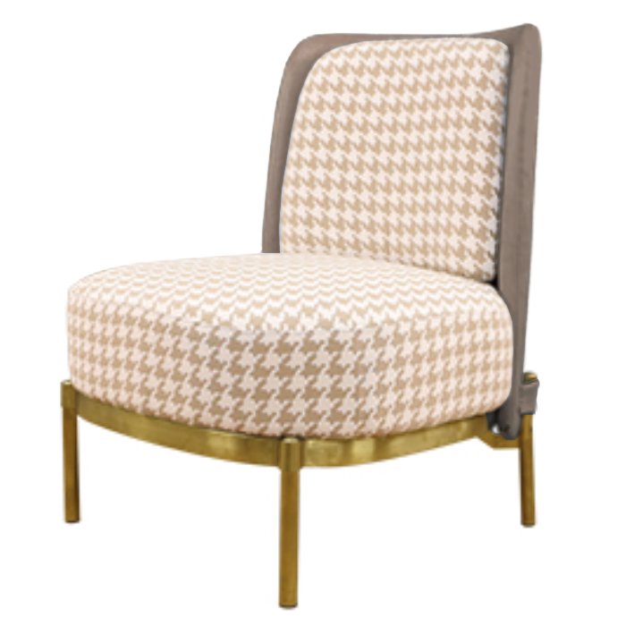 Кресло Pied de poule Beige Armchair Бежевый Латунь Молочный Кресло Pied de poule Beige Armchair Бежевый Латунь Молочный в Барнауле | Loft Concept
