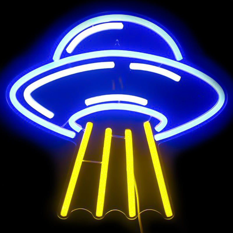 Неоновая настенная лампа UFO Neon Wall Lamp Желтый Синий Неоновая настенная лампа UFO Neon Wall Lamp Желтый Синий в Барнауле | Loft Concept