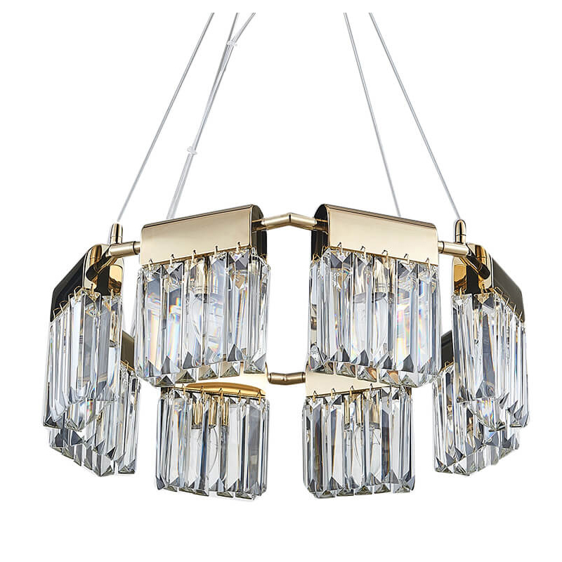 Люстра Crystal Pendants gold 8 Глянцевое золото Прозрачное Стекло Люстра Crystal Pendants gold 8 Глянцевое золото Прозрачное Стекло в Барнауле | Loft Concept