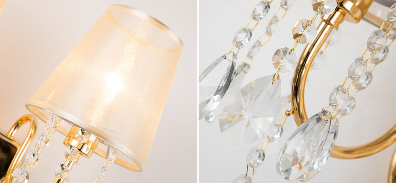 Двойное бра золотого цвета с хрустальным декором Dainty Light - фото