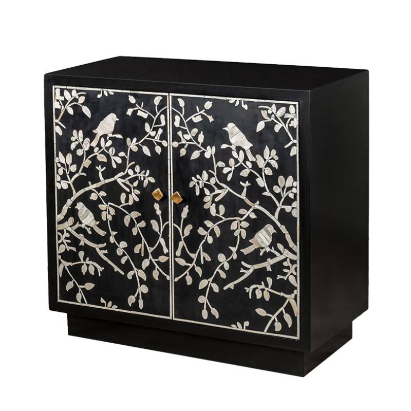 Комод инкрустация костью White bird on black Белый Черный Комод инкрустация костью White bird on black Белый Черный в Барнауле | Loft Concept