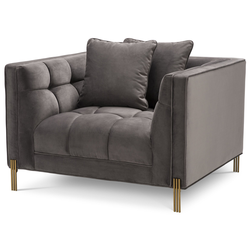 Кресло Eichholtz Chair Sienna grey Серый Латунь Кресло Eichholtz Chair Sienna grey Серый Латунь в Барнауле | Loft Concept