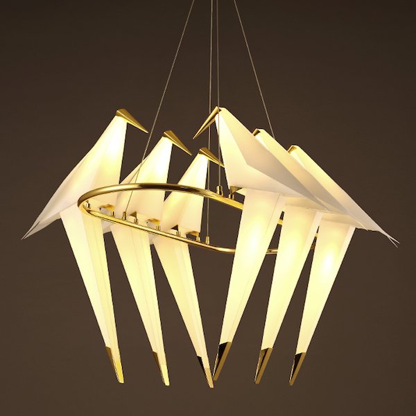 Люстра Origami Bird Chandelier 6 Бежево-серый Золотой Люстра Origami Bird Chandelier 6 Бежево-серый Золотой в Барнауле | Loft Concept