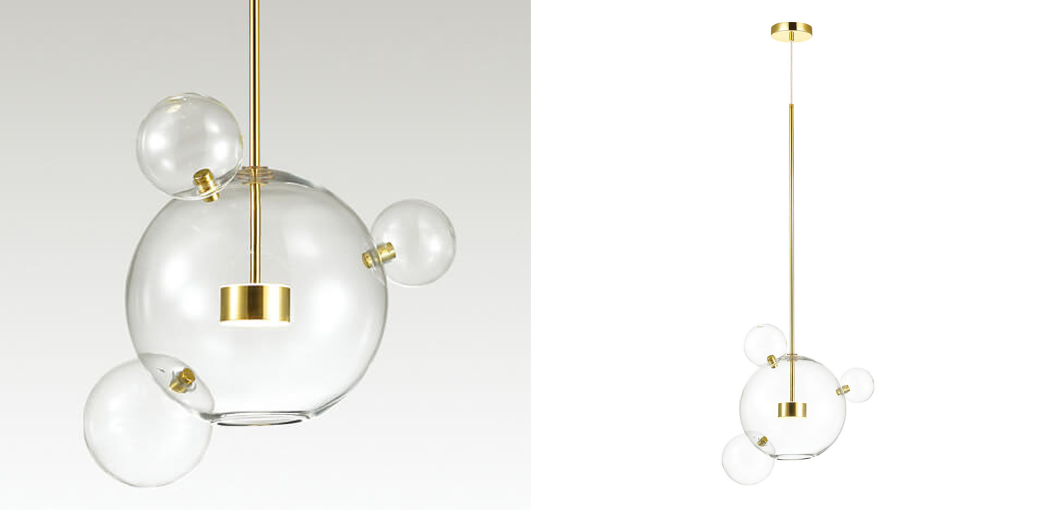 Подвесной светильник Transparent Bubble Pendant Gold 3 - фото