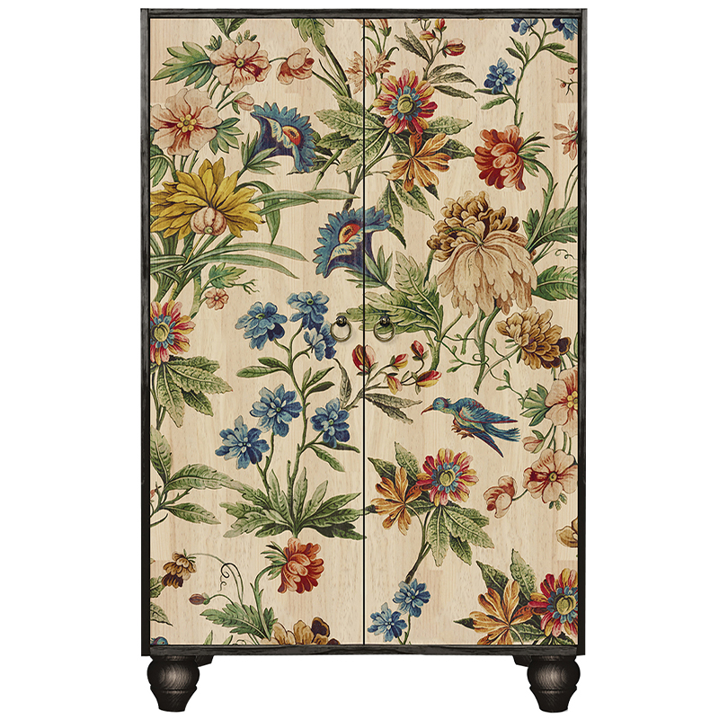 Шкаф с цветочным изображением на дверцах Floral Print Cabinet Мульти Черный Бежевый Шкаф с цветочным изображением на дверцах Floral Print Cabinet Мульти Черный Бежевый в Барнауле | Loft Concept