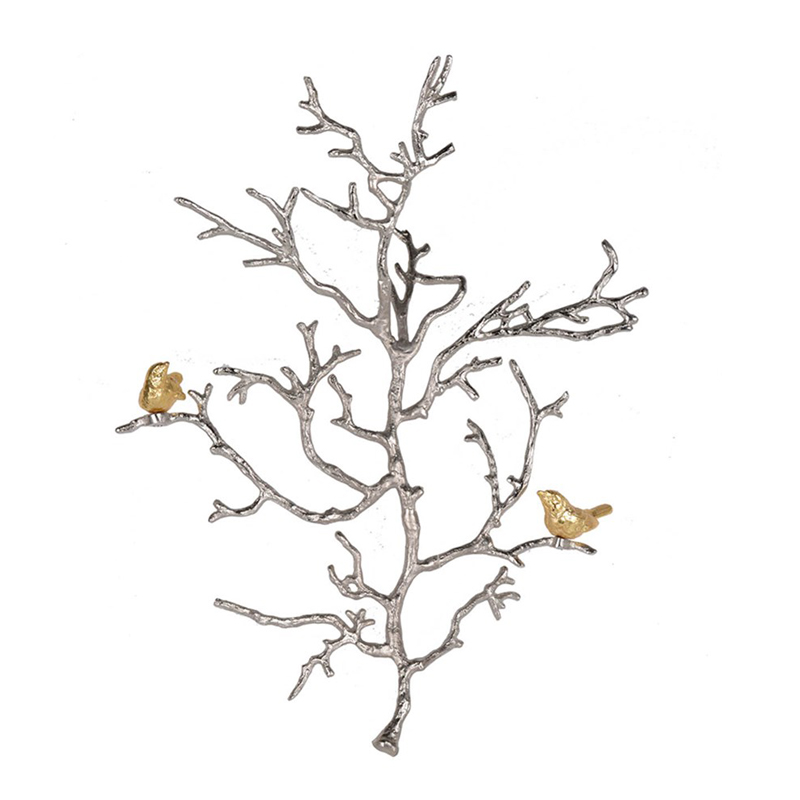 Настенный декор Tree Branch & Bird Золотой Сатиновое Серебро Настенный декор Tree Branch & Bird Золотой Сатиновое Серебро в Барнауле | Loft Concept