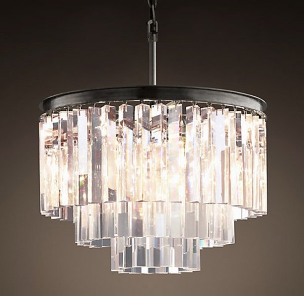 Люстра RH 1920s Odeon Clear Glass Fringe Chandelier - 3 rings Черный в Барнауле | Loft Concept 