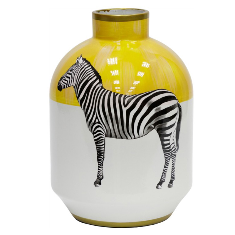 Ваза Zebra Vase white and yellow Белый Желтый Черный Золотой в Барнауле | Loft Concept 