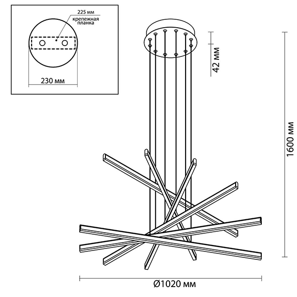 Люстра Rolf Six Black Lines Chandelier Люстра Rolf Six Black Lines Chandelier в Барнауле