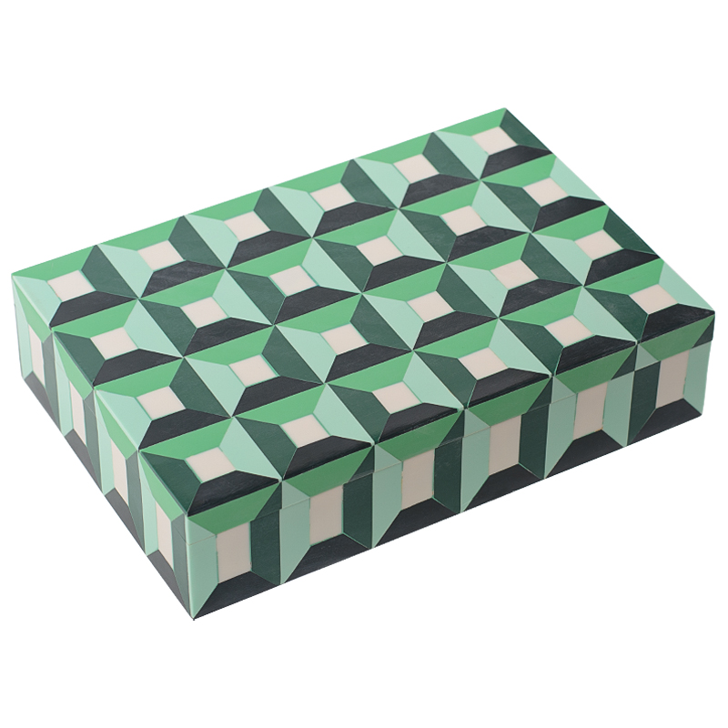 Шкатулка Squares Green Bone Inlay Box Зеленый Белый Шкатулка Squares Green Bone Inlay Box Зеленый Белый в Барнауле | Loft Concept