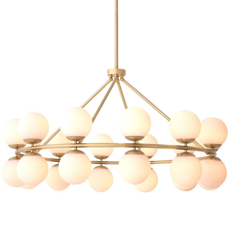 Люстра Eichholtz Chandelier Hutchinson Brass Латунь Античная полированная Белое матовое стекло Люстра Eichholtz Chandelier Hutchinson Brass Латунь Античная полированная Белое матовое стекло в Барнауле | Loft Concept