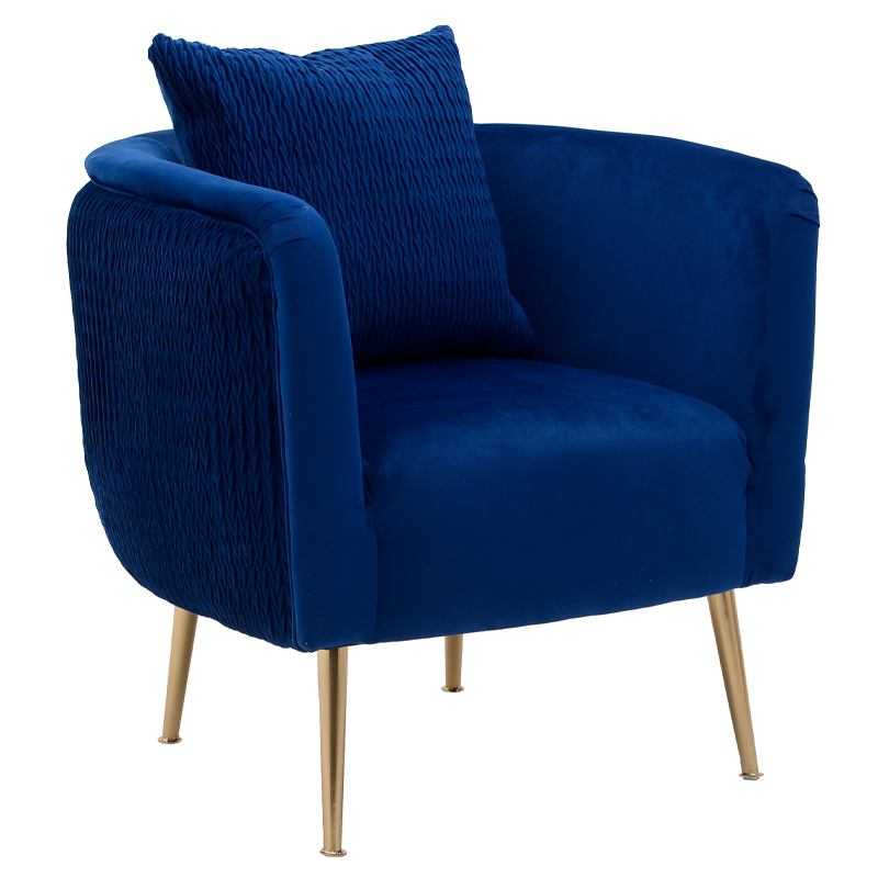 Кресло Yvette Armchair Blue Синий Глянцевое золото Кресло Yvette Armchair Blue Синий Глянцевое золото в Барнауле | Loft Concept