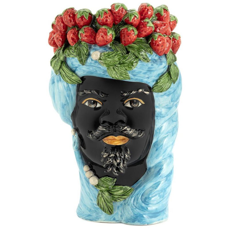 Ваза Vase Strawberries Head Man Azure Голубой Черный Красный Зеленый Ваза Vase Strawberries Head Man Azure Голубой Черный Красный Зеленый в Барнауле | Loft Concept