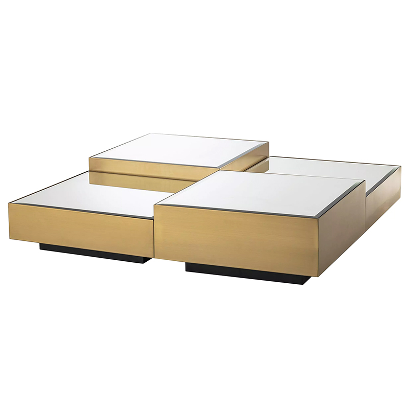 Комплект кофейных столиков Eichholtz Coffee Table Esposito set of 4 Mirror Glass Латунь Зеркало Комплект кофейных столиков Eichholtz Coffee Table Esposito set of 4 Mirror Glass Латунь Зеркало в Барнауле | Loft Concept