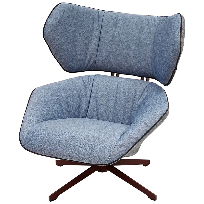 Вращающееся кресло с двухцветной обивкой Wilder Armchair голубой и серый Голубой Серый Коричневый в Барнауле | Loft Concept 