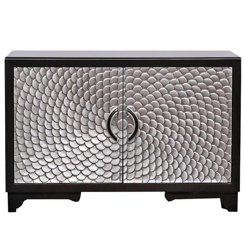Комод с рельефным орнаментом Рыбья чешуя Fish scales Chest of drawers Черный Серебряный в Барнауле | Loft Concept 