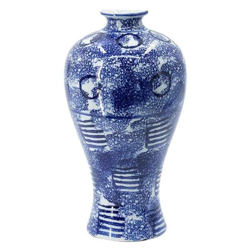 Ваза из фарфора сине-белого цвета Blue & White Ornament Белый Синий Ваза из фарфора сине-белого цвета Blue & White Ornament Белый Синий в Барнауле | Loft Concept