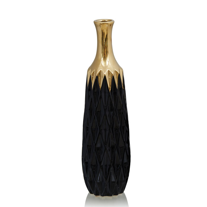 Ваза Gold Neck Vase Глянцевое золото Черный Ваза Gold Neck Vase Глянцевое золото Черный в Барнауле | Loft Concept