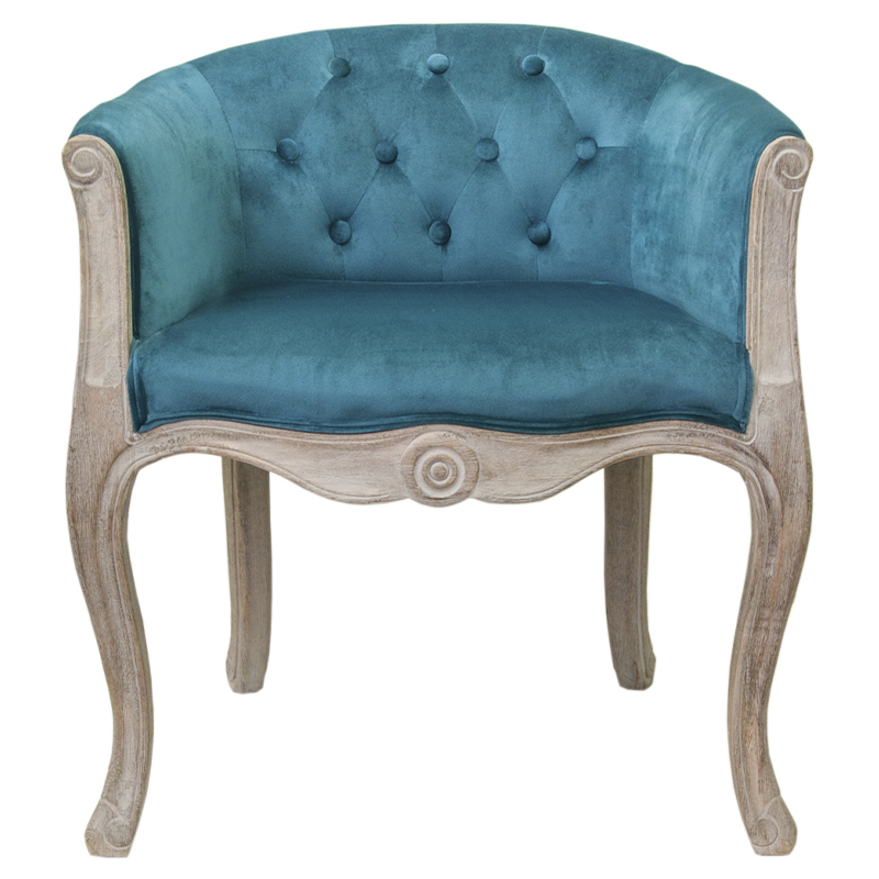 Кресло низкое в стиле прованс Louis French Armchair blue velour Бирюзовый Бежевый Кресло низкое в стиле прованс Louis French Armchair blue velour Бирюзовый Бежевый в Барнауле | Loft Concept