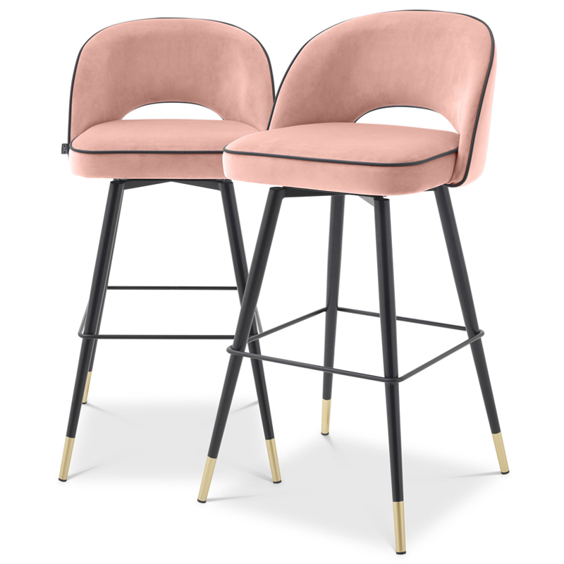 Комплект барных стульев Eichholtz Bar Stool Cliff set of 2 nude Розовый пастельный Черный Латунь Комплект барных стульев Eichholtz Bar Stool Cliff set of 2 nude Розовый пастельный Черный Латунь в Барнауле | Loft Concept