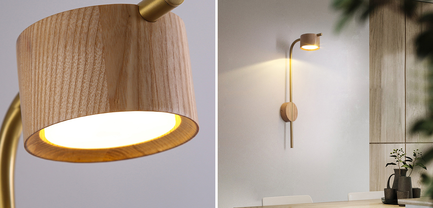 Настенный светодиодный светильник из дерев PATSY светлое дерево - фото