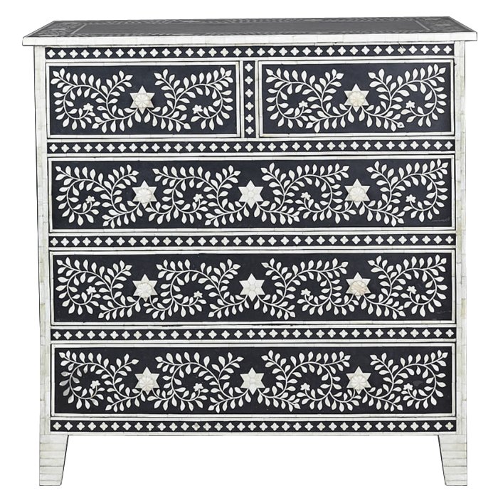 Комод Inlaid Bone Stars Белый Черный Комод Inlaid Bone Stars Белый Черный в Барнауле | Loft Concept