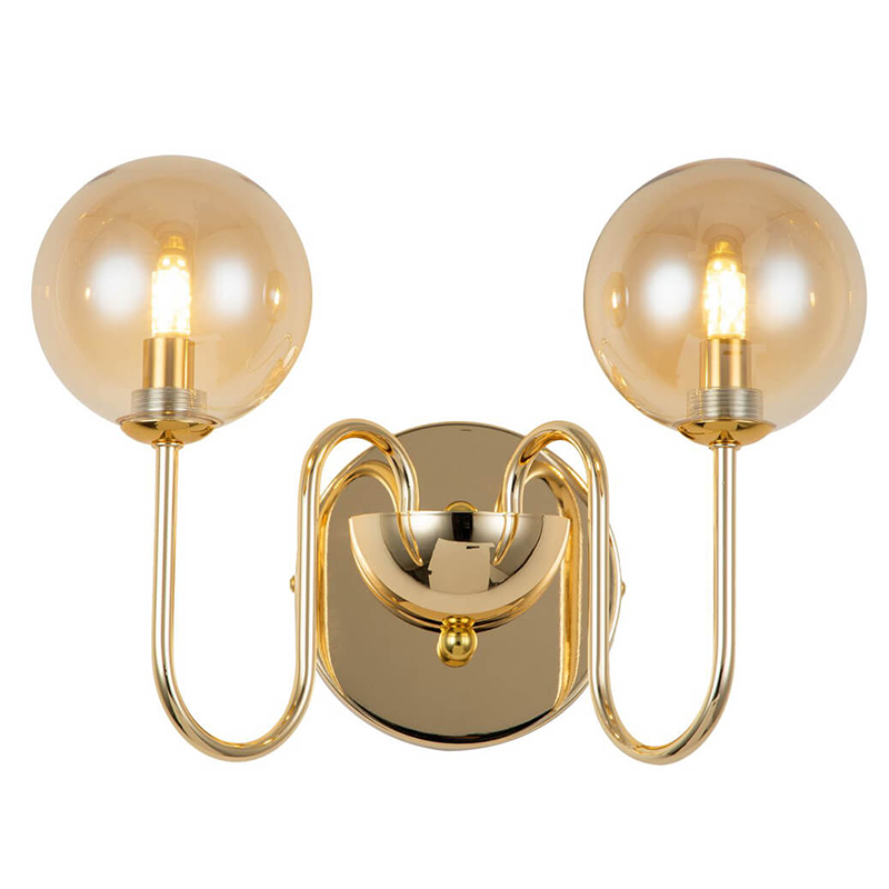 Бра Sheiry Glass Ball Wall Lamp Глянцевое золото Янтарный Бра Sheiry Glass Ball Wall Lamp Глянцевое золото Янтарный в Барнауле | Loft Concept