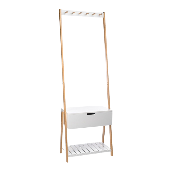 Вешалка для прихожей Сканди White & Beige Bamboo Белый Бежевый Вешалка для прихожей Сканди White & Beige Bamboo Белый Бежевый в Барнауле | Loft Concept