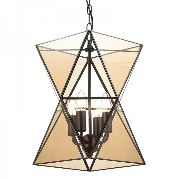 Люстра PolyPyramid Glass Pendant 4 Cognac Прозрачный Люстра PolyPyramid Glass Pendant 4 Cognac Прозрачный в Барнауле | Loft Concept