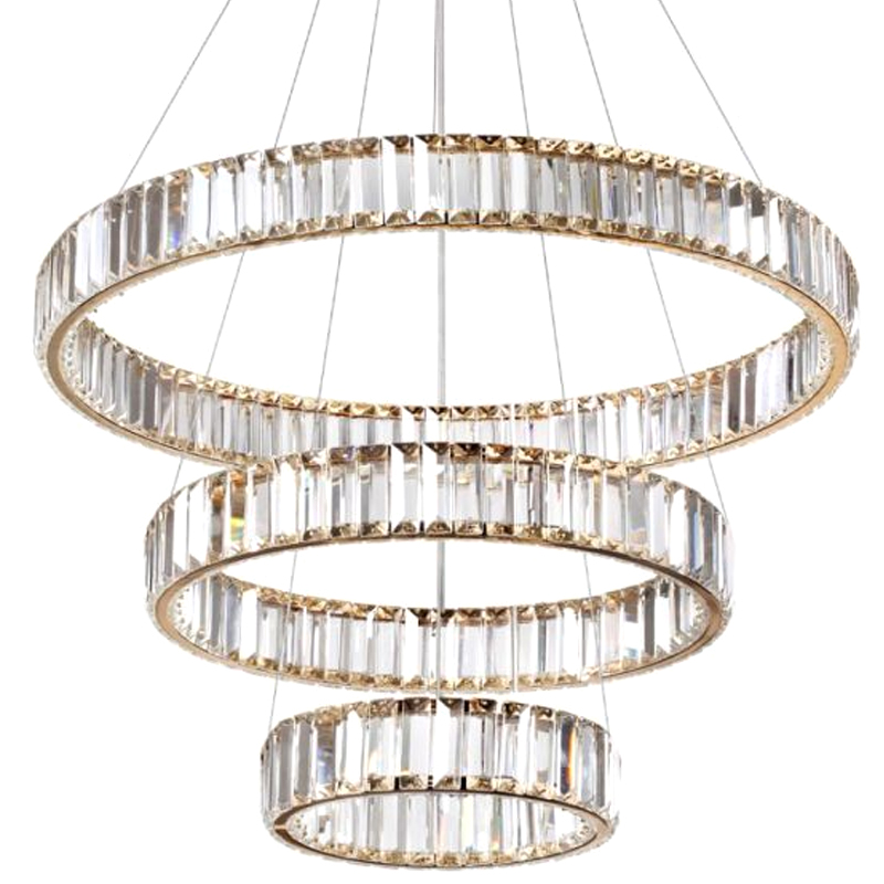 Люстра Хрустальная Ring Horizontal 3 кольца Золотой Прозрачный Люстра Хрустальная Ring Horizontal 3 кольца Золотой Прозрачный в Барнауле | Loft Concept