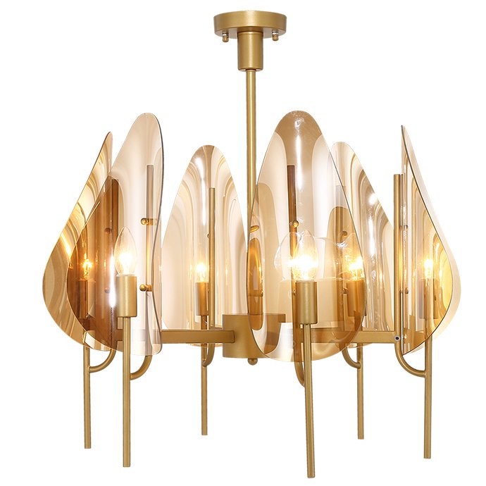 Люстра Chandelier Max Ingrand Fontana Arte Amber glass Золотой Янтарь (Amber) Люстра Chandelier Max Ingrand Fontana Arte Amber glass Золотой Янтарь (Amber) в Барнауле | Loft Concept