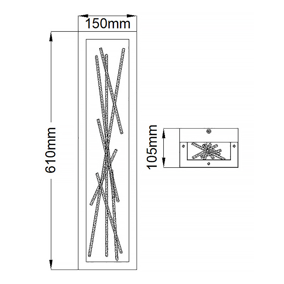 Бра в прямоугольной черной рамке с декором в виде ветвей в золотой отделке Hinkley в Барнауле