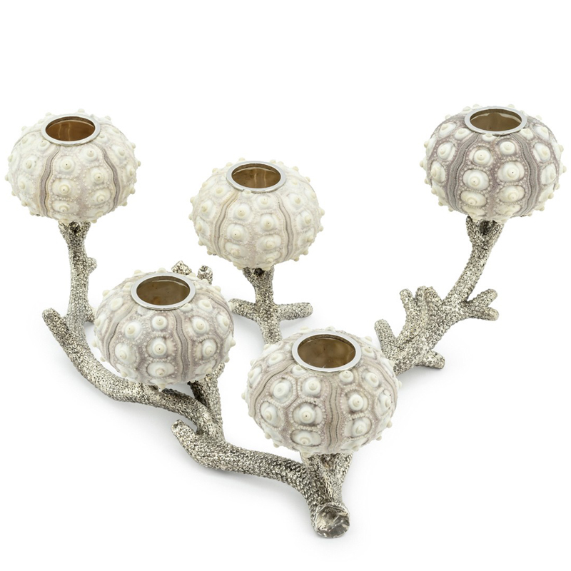 Подсвечник CANDLEHOLDER SEAURCHIN X5 Бежево-серый Серебряный Подсвечник CANDLEHOLDER SEAURCHIN X5 Бежево-серый Серебряный в Барнауле | Loft Concept