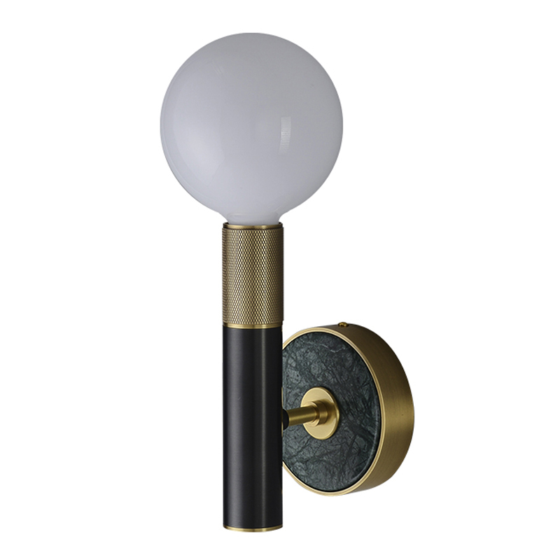 Бра Frode Wall lamp Латунь Белое матовое стекло Черный Бра Frode Wall lamp Латунь Белое матовое стекло Черный в Барнауле | Loft Concept