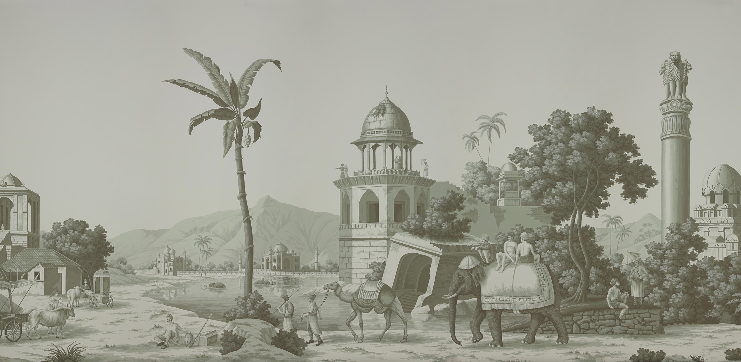 Обои ручная роспись Early Views of India Crystal Grey on scenic paper Обои ручная роспись Early Views of India Crystal Grey on scenic paper - постер Loft-Concept в Барнауле