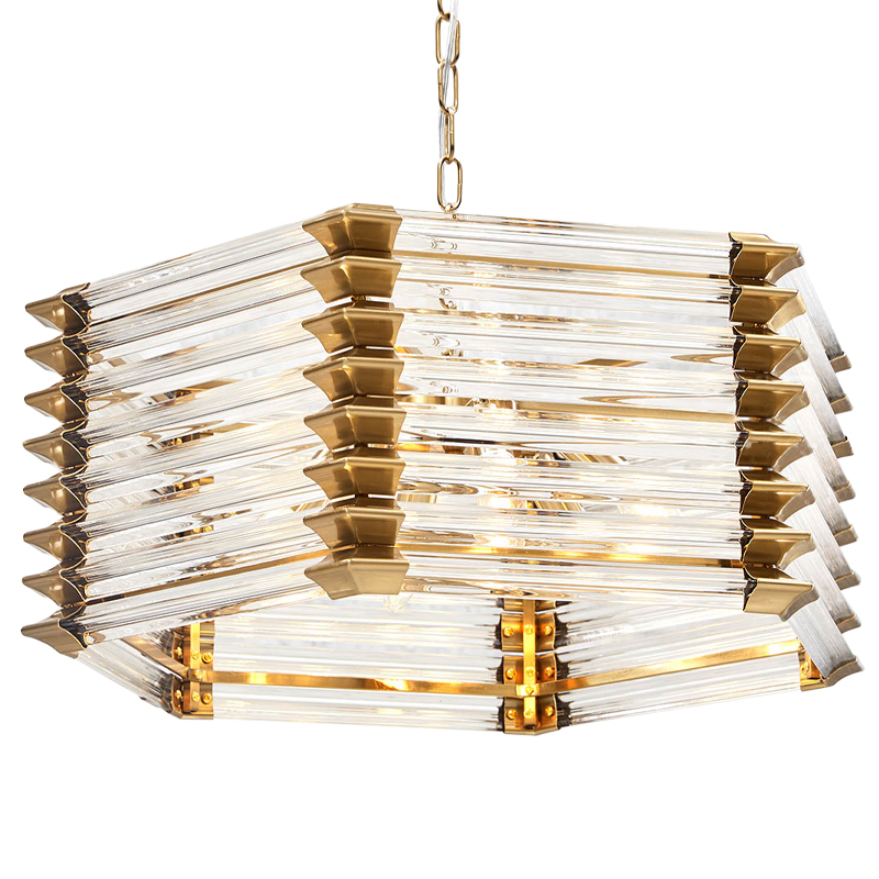 Люстра стеклянная Hexagon Tadesse Glass Chandelier Прозрачное Стекло Золотой Люстра стеклянная Hexagon Tadesse Glass Chandelier Прозрачное Стекло Золотой в Барнауле | Loft Concept